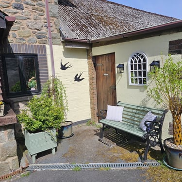 Outside area of holiday cottage, Llanwrtyd Wells.
