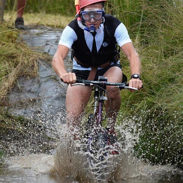 Bog Snorkeling on a bicycle. Llanwrtyd Wells.