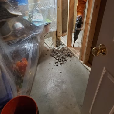 framing work during a bathroom remodeling job