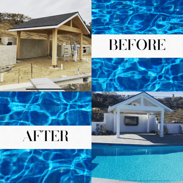 Newly painted backyard pool area