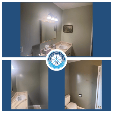 newly painted green bathroom