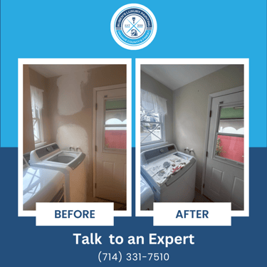 before and after of painted laundry room