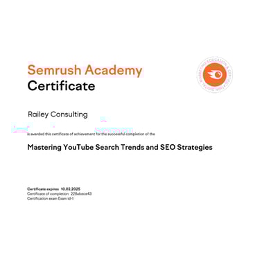 SEO Certification Badge for Railey Consulting