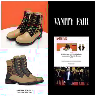 Picture of collage of Ryan Winegan's Abstrak Beauty 2 boots feature on Vanity Fair.