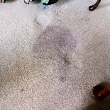 light beige carpet with a wine stain