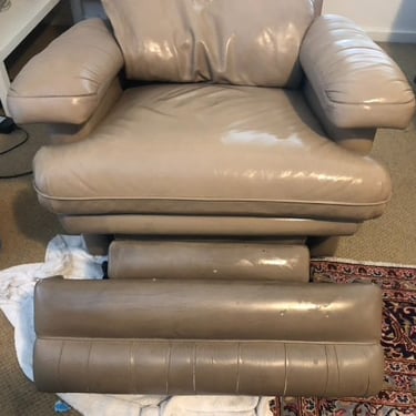 dark brown leather recliner during professional leather cleaning