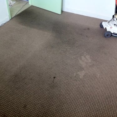 heavily soiled brown carpet 