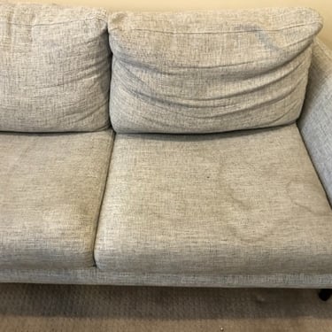 2-seater grey sofa heavily soiled