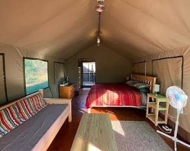 Self catering safari tent accommodation at Albizia camp in Hluhluwe