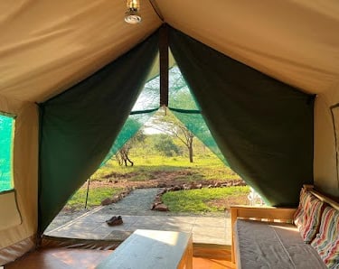 View from self catering safari tent 2 at Albizia tented camp in Hluhluwe