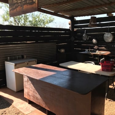 Communal kitchen for glamping dome tents at Albizia camp in Hluhluwe