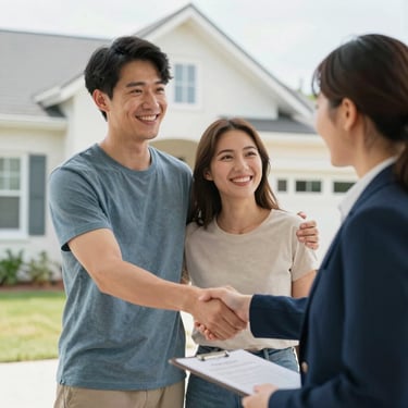 Mortgage advisor helping family with home loan