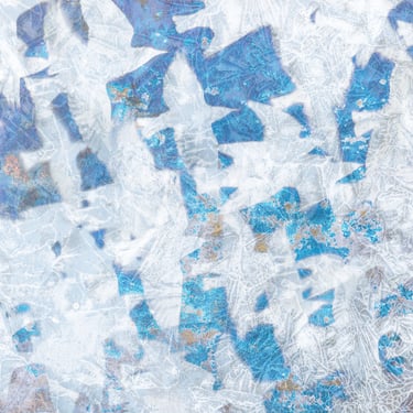 abstract image Aves I with the outline of birds on a blue textured background