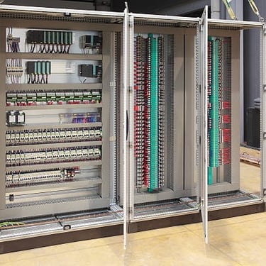 a large electrical cabinet with many wires and wires