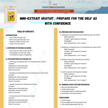 DELF A2 Guide table of contents