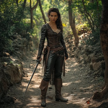 pirate sassy mischief fun funny sword hunter trouble forest woods mountains swamp outdoor leather