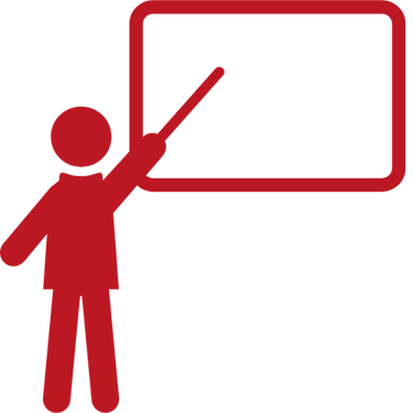 a person pointing at a blackboard with a white boarder