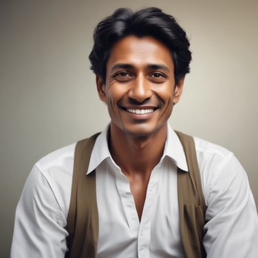 Portrait of a smiling middle-aged man in casual attire