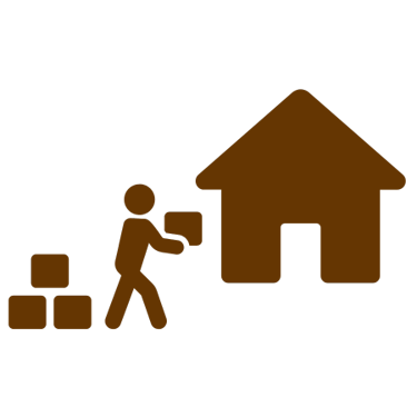 brown person moving brown packages into a brown house