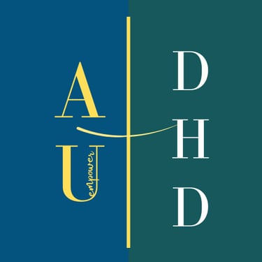 AuDHD neurodiversity logo featuring the word empower with Au and ADHD text.