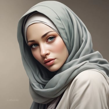 A happy customer wearing a stylish hijab from iramia.