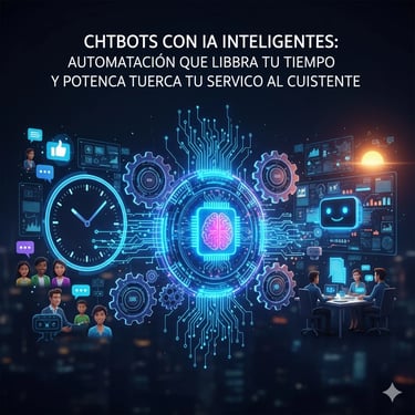 A dark blue digital graphic with a central glowing brain icon within a circuit board design, surrounded by abstract tech elem