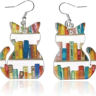Cat and Book Lover Earrings