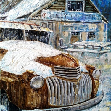 "Auto Retro. Winter" Oil on canvas, 16" x 20" (40 x 50 cm) $350