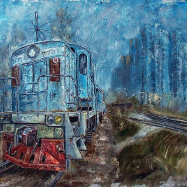 "The last station" Canvas, oil, 16" x 20" (40 x 50 cm) 350$