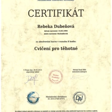 Certifikát cvičení pro těhotné