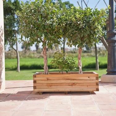 jardinera de madera natural