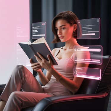 A women is reading eBook