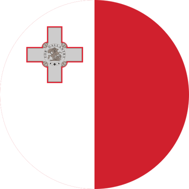 Circular flag of Malta with white and red vertical bands and the George Cross.