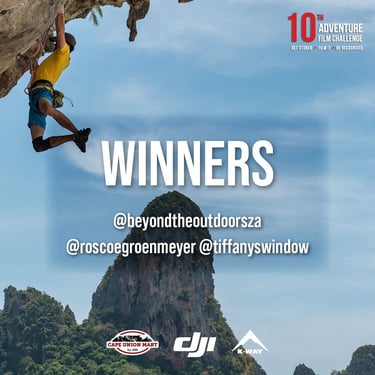 a instagram story post, showing the winners of a film competition for Cape Union Mart.