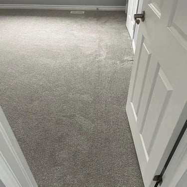 Beige Harmony55 plush carpet installed wall-to-wall in bedroom of London Ontario home, soft and luxurious flooring