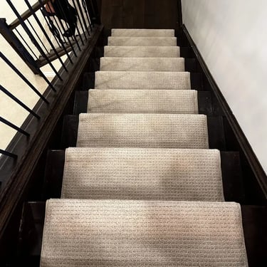 Beige Margo Berber stair runner installed in London – clean, classic, and perfect for added traction and style.