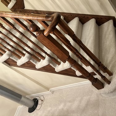 Selkirk carpet installed wall-to-wall on residential stairs in Alymer Ontario home, soft and durable flooring