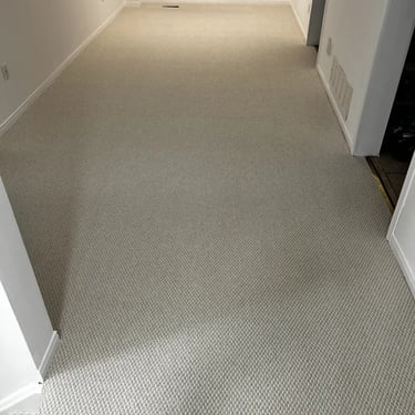 Living room with thick white berber carpet installed wall-to-wall in London Ontario residential home