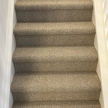 Interstellar Berber carpet in Pebble Hill colour fitted on home stairs in St. Thomas, Ontario by Master Carpet