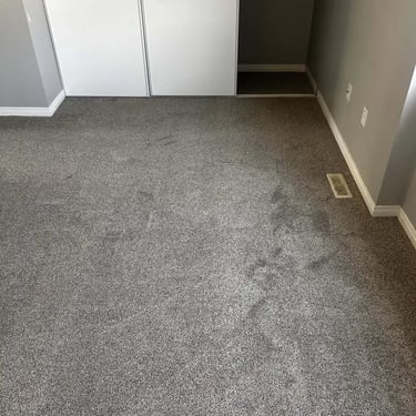 Melford carpet installed in bedroom with closet in Talbot, London – soft, durable carpet for cozy living spaces.