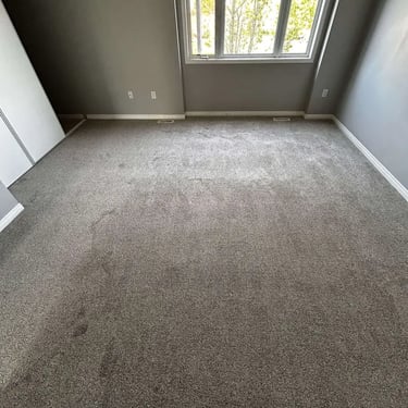 Vertical view of Melford low-pile grey carpet flooring in bedroom – soft, durable carpet flooring adding warmth to London 