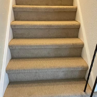 Saigon patterned carpet installed wall-to-wall on residential stairs in London Ontario, stylish and durable flooring