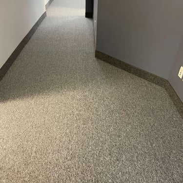 Streaming Aspect carpet in rehab center hallway, London Ontario – durable commercial healthcare flooring.