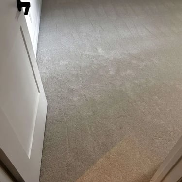 Unity 65 thick plush carpet installed in a bedroom in Byron, London – soft, luxurious texture!