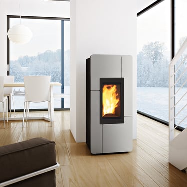 a stove top stove in a living room