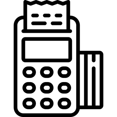 Maquininha de cartão de crédito e débito, sem fio, sendo usada para um pagamento.