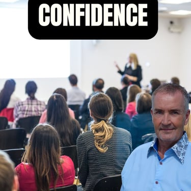 Person speaking confidently in public after hypnotherapy in Colchester.