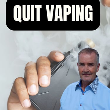 Client putting down vape pen after quitting with hypnotherapy in Colchester.