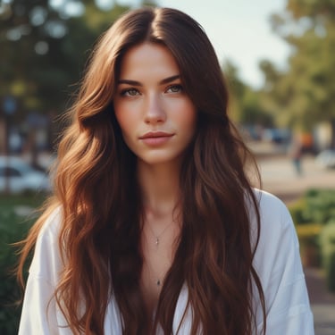 A cozy scene featuring a person with a warm mustard-colored sweater holding a latte with intricate latte art. Surrounding them on a white surface are a black leather purse, a vintage camera on an open magazine with black and white images, and a smartphone with a marble case and camera lens cap. The aesthetic suggests a casual and relaxed atmosphere.