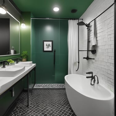 A vintage-style bronze shower valve with white handles is mounted on a glossy white subway-tiled wall. The tiles are rectangular and feature a subtle sheen, accentuating the classic and polished aesthetic of the bathroom fixture.